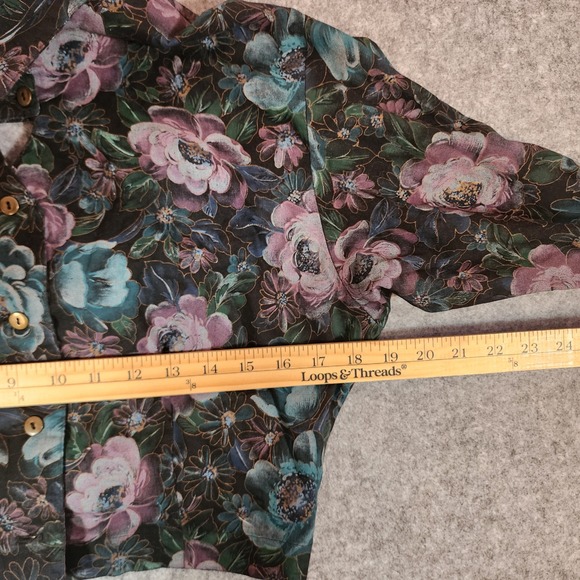 Wanda D. Floral Button Up Cropped Shirt Vintage Western  Unique Peekaboo Details - Picture 6 of 8